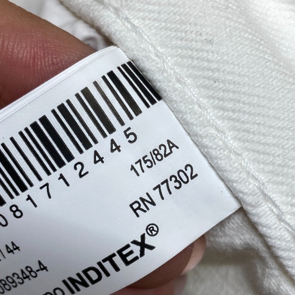 Zara The Cropped Barrel Jeans Womens 12 44/25 White Relaxed Wide Leg Mid Rise - Picture 16 of 16